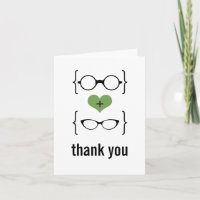Green Geeky Glasses Thank You Card
