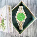 Green Gems Watch<br><div class="desc">Digitalised, imagery, designed this Abstract graphics, with a texturised, pattern-in a vivid, shade of Bright-green, similar to Kelly Green.</div>