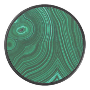 Green gemstone malachite  hockey puck