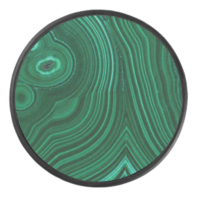 Green gemstone malachite  hockey puck (Front)