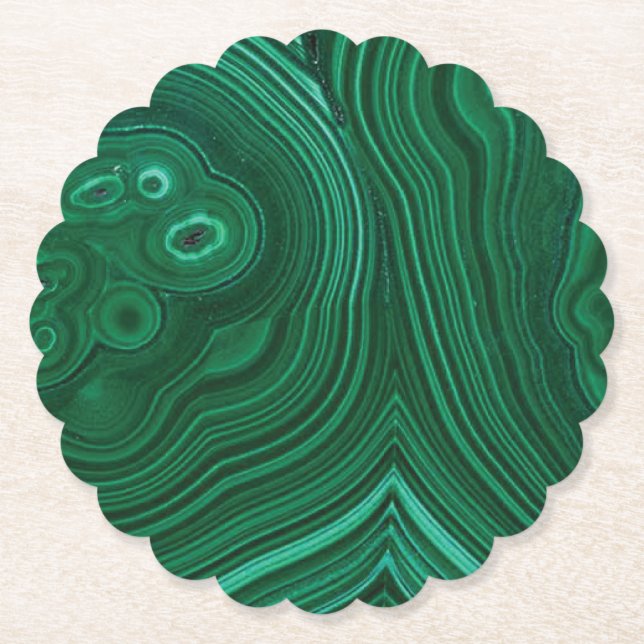 Green gemstone malachite natural stone design paper coaster (Front)