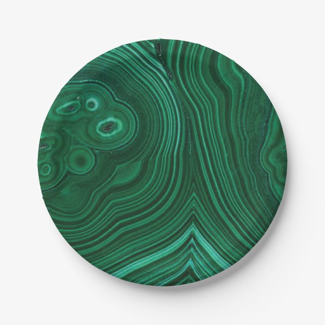 Green gemstone malachite paper plate (Front)