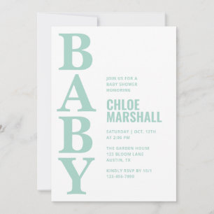Green Gender Neutral Baby Shower Invitation