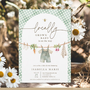 Green Gender Neutral Locally Grown Baby Shower Invitation
