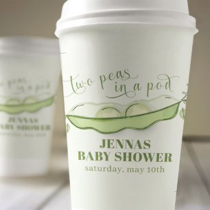 Green Gender Neutral Two Peas in a Pod Paper Cups