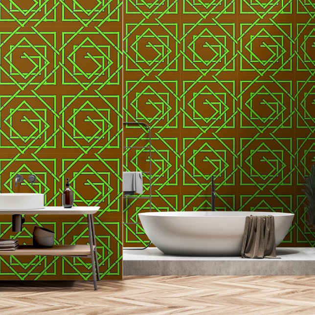 Green Geo Pale Brown   Wallpaper (Bathroom)