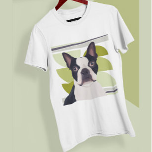 Green Geometric Boston Terrier Dog T-Shirt