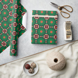 Green geometric circles pattern wrapping paper