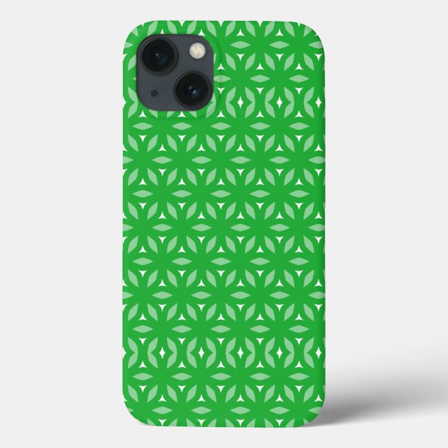 Green Geometric Floral Abstract Case-Mate iPhone Case (Back)