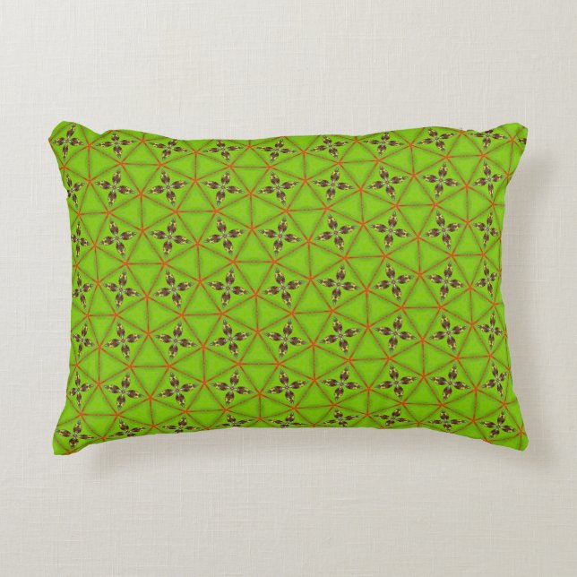 Green Geometric Floral Pattern Pillowcase Decorative Cushion (Front)