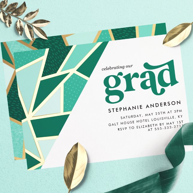Green Geometric Gold Modern Graduation Party (Creator Uploaded)