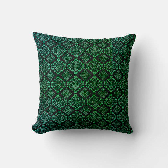 Green Geometric Pattern / Indian Print  Cushion (Front)