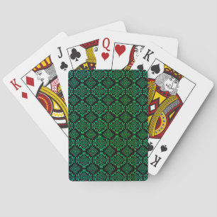 Green Geometric Pattern / Indian Print Playing Cards