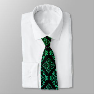 Green Geometric Pattern / Indian Print  Tie