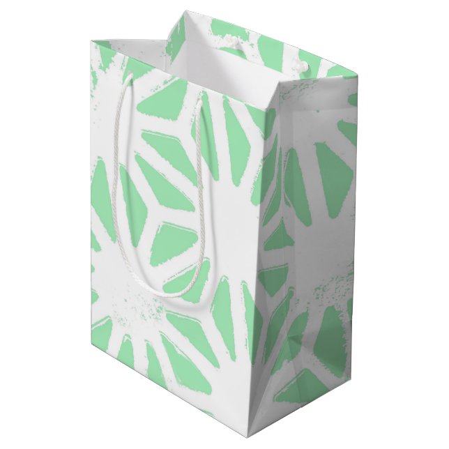 Green geometric pattern medium gift bag (Back Angled)