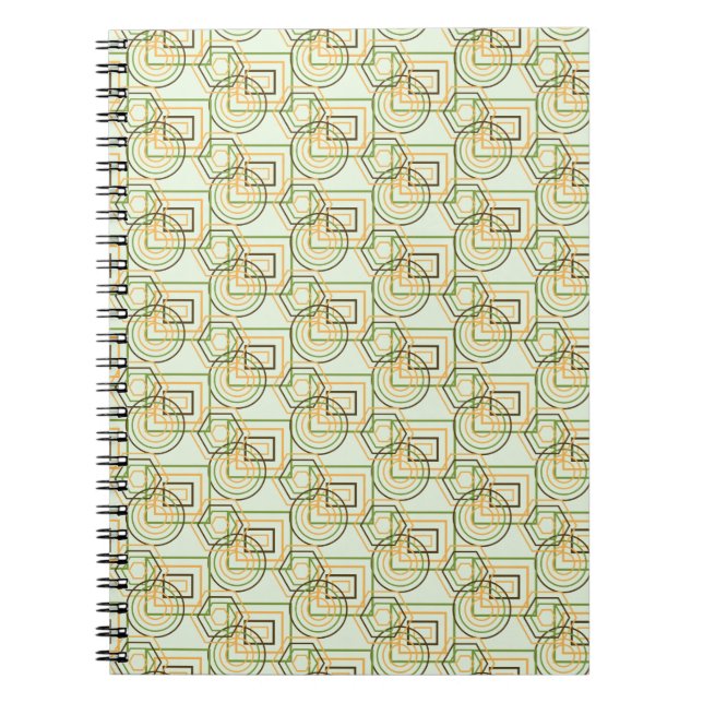 Green Geometric Pattern Spiral Notebook (Front)