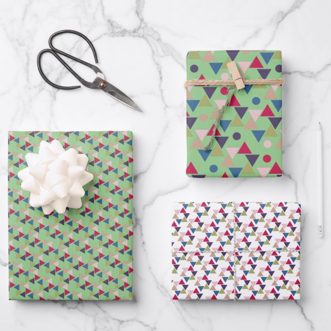 Green geometric pattern wrapping paper (Front)