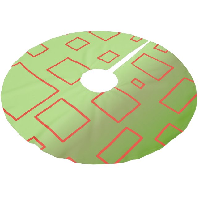 Green Geometric Red Boxes Tree Skirt (Angled)