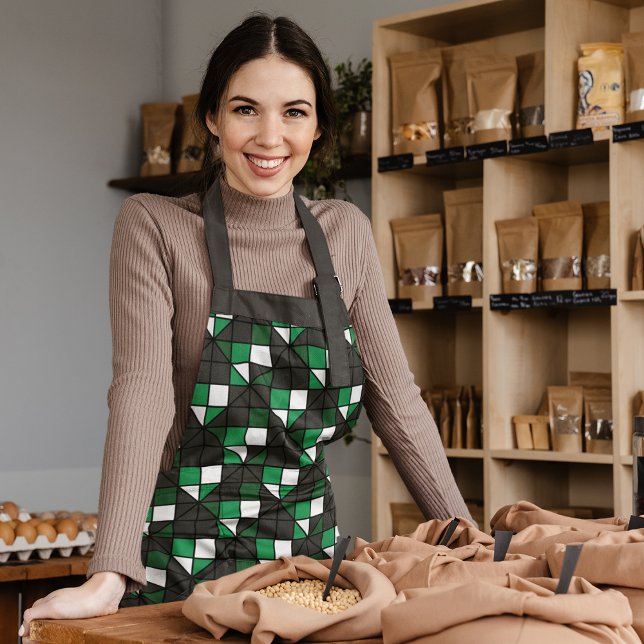 Green Geometric Squares  Apron (Creator Uploaded)