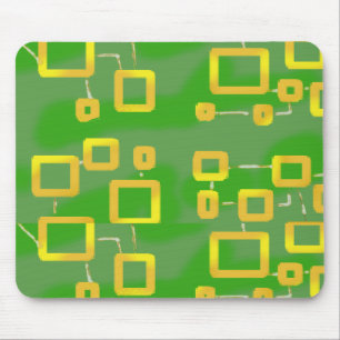 Green Geometric Squares Mouse Pad