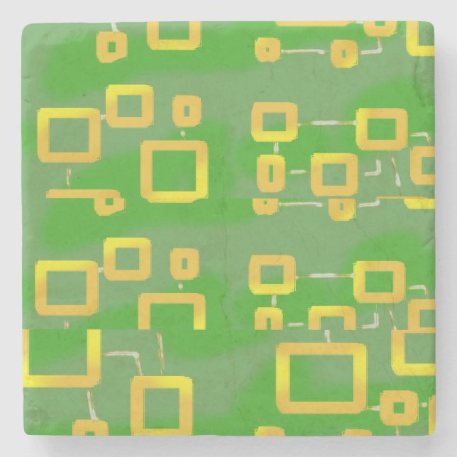 Green Geometric Stone Coaster (Front)