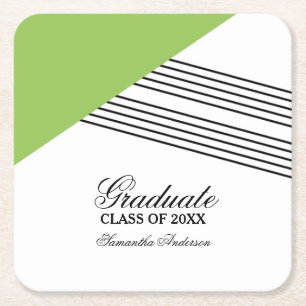 Green Geometric Stripe Graduation Coasters