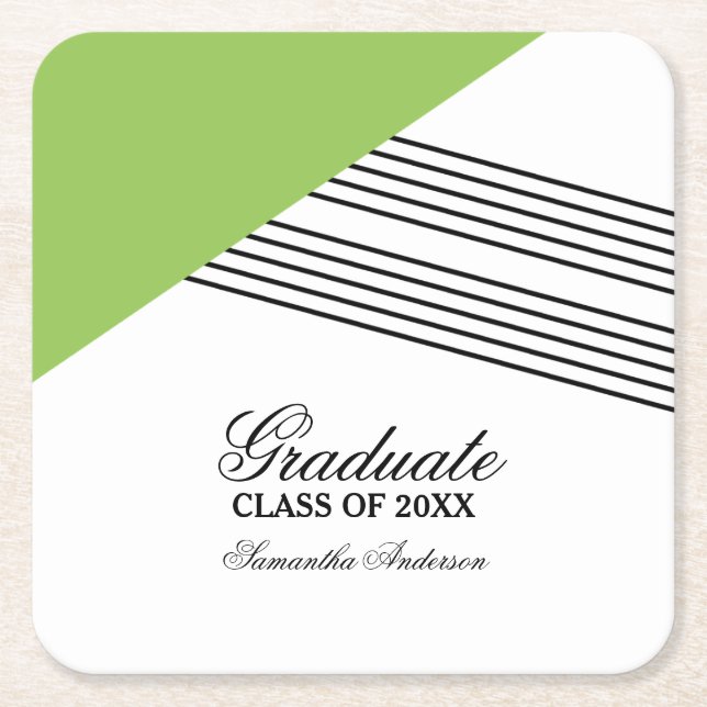 Green Geometric Stripe Graduation Coasters (Front)
