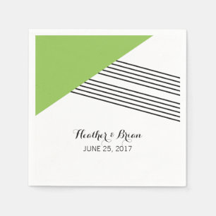Green Geometric Stripe Paper Napkins
