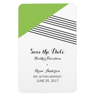 Green Geometric Stripe Save the Date Magnet