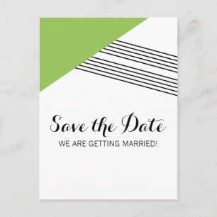 Green Geometric Stripe Save the Date Postcard
