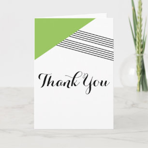 Green Geometric Stripe Thank You Card
