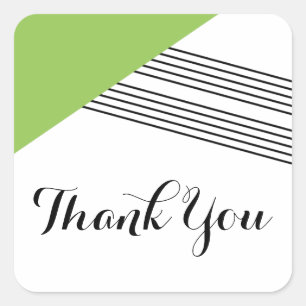 Green Geometric Stripe Thank You Stickers