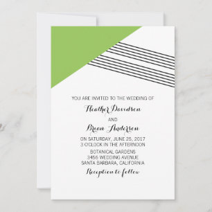 Green Geometric Stripe Wedding Invite