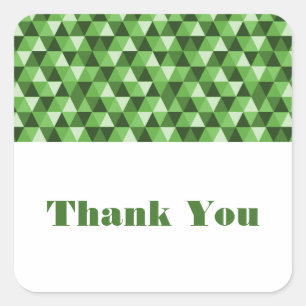 Green Geometric Triangles Thank You Stickers