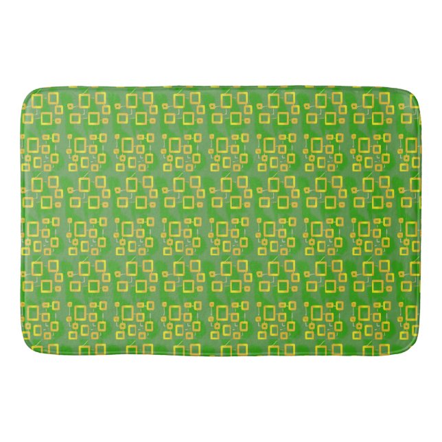 Green Geometric Yellow Circuit Boxes  Bath Mat (Front)