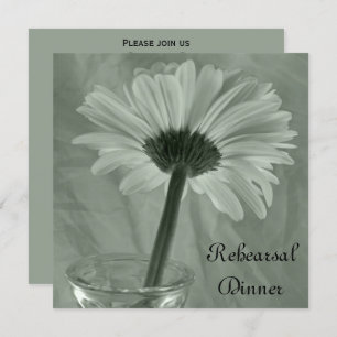Green Gerber Daisy Wedding Rehearsal Dinner Invitation