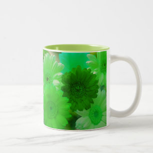 Green Gerbera Daisy Flowers Photo Art Coffee Mugs