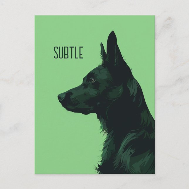 Green German Shepherd Postcard (Front)
