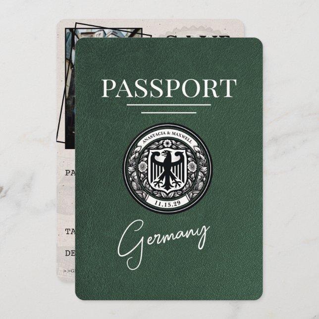 Green Germany Passport Save The Date (Front/Back)