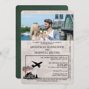 Green Germany Passport Wedding Invitation
