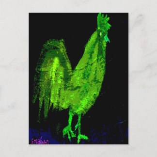 Green Ghost Rooster Postcard