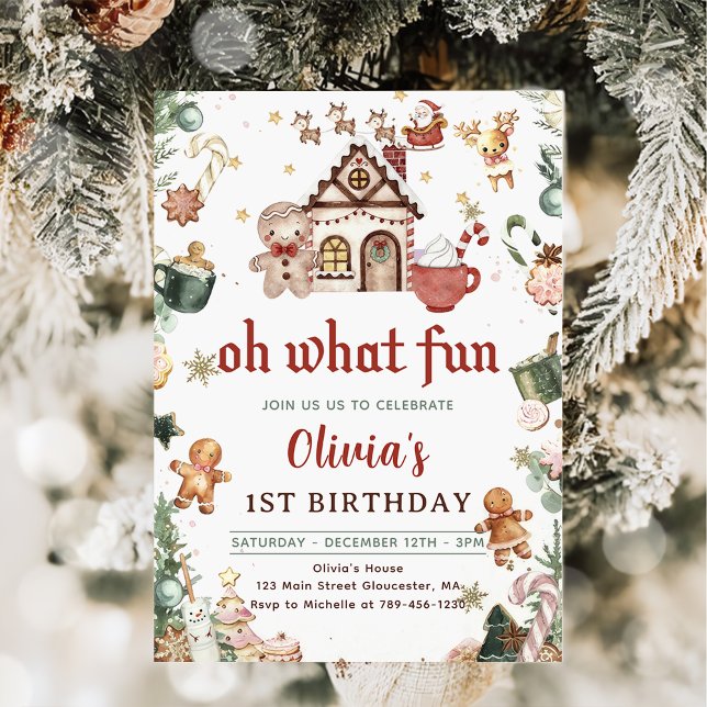 Green Gingerbread Christmas Cookies Birthday Invitation (Creator Uploaded)