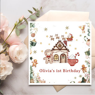 Green Gingerbread Christmas Cookies Birthday Napkin