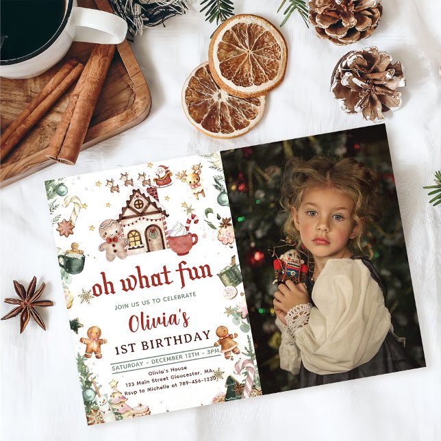 Green Gingerbread Christmas Cookies Birthday Photo Invitation (Creator Uploaded)