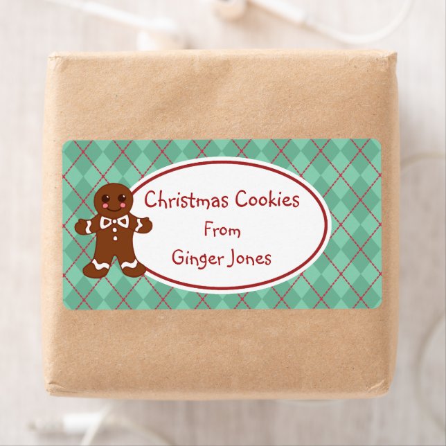 Green Gingerbread Christmas Cookies Labels (Insitu)