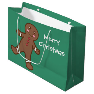 Green Gingerbread Christmas Gift Bag