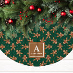 Green Gingerbread Man Monogram Christmas Brushed Polyester Tree Skirt<br><div class="desc">Bring festive cheer to your holiday decor with this green gingerbread man Christmas tree skirt. Featuring a playful gingerbread man pattern on a vibrant green background, this tree skirt adds a whimsical and cosy touch to any Christmas setting. Personalise it with your family monogram for a unique, memorable accent that...</div>