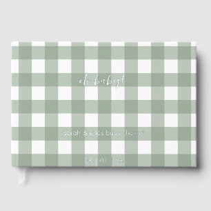 Green Gingham Baby Shower Guest Book
