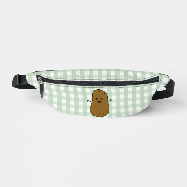 Green Gingham Brown Potato Bum Bags (Front)