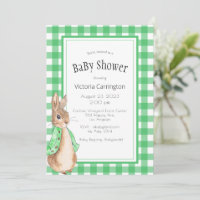 Green Gingham Bunny Rabbit Baby Shower